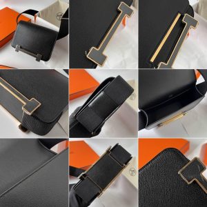 hermes geta shoulder messenger flap bag GHW in chevre leather full handmade/boutique inclusion