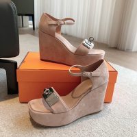 Hermes suede platform wedge sandal with kelly buckle size35-42 boutique iinclusion