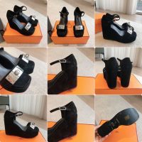 Hermes suede platform wedge sandal with kelly buckle size35-42 boutique iinclusion