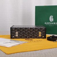 goyar canvas trunk handbag compact suitcase clamshell crossbody sling messenger bag with code detail - 图片 8