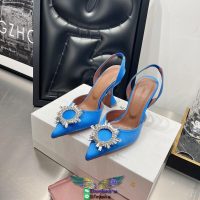 Pre-order amina muanddi sunflower-detailed velvet heel pump sandal slingback party wedding shoes 35- - 图片 4