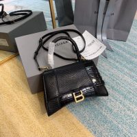Balenciaga crocodile-grainy hourglass top-handle handbag crossbody flap messenger full packaging - 图片 4