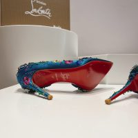 Christian Louboutin pointed heel pump slip-on embroidered heel sandal wedding shoes size35-42 10cm - 图片 4
