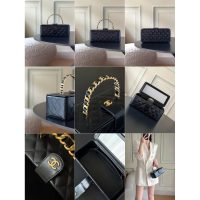 vintage Chnael vanity case cosmetic handbag makeup organizer lipstick fragrance holder - 图片 9