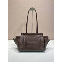 Prada Route Medium shoulder Tote bag in cacao calfskin