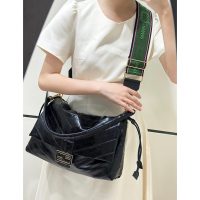 Chevron quiled Fenndi mamma underarm baguette shoulder flap messenger tote with jacquard strap