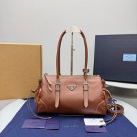 Prada brown Shoulder Tote Bag in Grained Calfskin