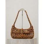 YSL wooden-bead shoulder underarm hobo tote/casual elbow bag