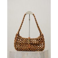 YSL wooden-bead shoulder underarm hobo tote/casual elbow bag