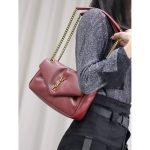 Burgundy YSL CALYPSO underarm baguette messenger flap slouchy cosmetic pouch in lambskin