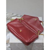 Burgundy YSL CALYPSO underarm baguette messenger flap slouchy cosmetic pouch in lambskin - 图片 7