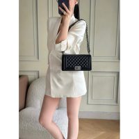 vintage Chanel medium boy bag in diamond-quilted lambskin