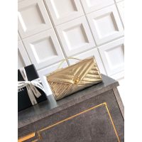 Burgundy Chanel chevron envelope clutch/woc with chain