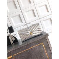 Burgundy Chanel chevron envelope clutch/woc with chain