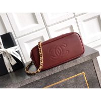 Chanel burgundy small hobo bucket bag in diamond-quilted lambskin