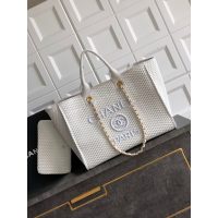 Large Chanel Deauville Tote bag in Raffia-Effect Mixed Fibers and calfskin