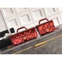 Chanel East-West Top Handle Baguette/mini handbag in metallic patent leather
