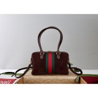 suede Gucci web-stripe boston shopper handbag weekend duffle tote - 图片 4