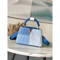 Louis Vuitton LV Capucines BB Denim Calfskin Handbag for Women