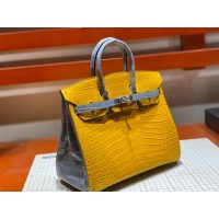 Hermes bicolor birkin 25 handbag GHW with horseshoe stamp in alligator full handmade/boutique inclusion