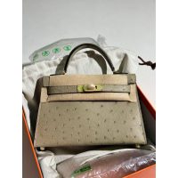 ostrich Hermes mini kelly pochette GHW full handmade boutique inclusion