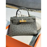 ostrich Hermes mini kelly pochette GHW full handmade boutique inclusion
