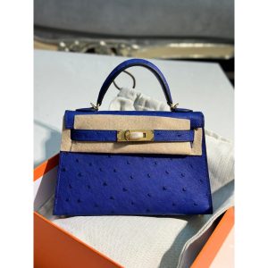 ostrich Hermes mini kelly pochette GHW full handmade boutique inclusion