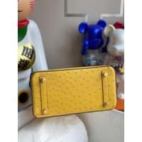 hermes ostrich Birkin 25 handbag color-contrast shopping tote business briefcase handmade stich