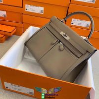 Swift Herme Kelly Lakis 32 shopper handbag crossbody shopping tote handmade stitch palladium buckle - 图片 7