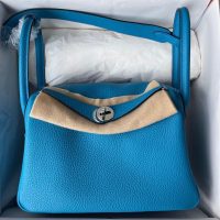 togo Hermes etaupe lindy 26 shoulder tote bag GHW-full handmade/boutique inclusion