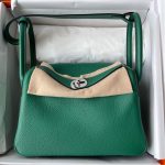 togo Hermes etain lindy 26 shoulder tote bag PHW-full handmade/boutique inclusion