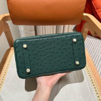 hermes Vert Jade birkin 25 handbag PHW in ostrich leather full handmade/boutique inclusion