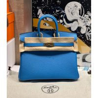 Hermes birkin 25 top-handle handbag GHW-Bleu Zanzibar Togo calfskin full handmade/boutique inclusion