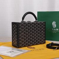goyar canvas trunk handbag compact suitcase clamshell crossbody sling messenger bag with code detail - 图片 2
