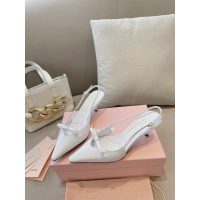 COD 缪缪 Miu kitten heel slingback pointed heel pump sandal in patent leather size35-42 5.5cm height - 图片 7