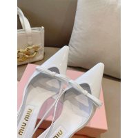 COD 缪缪 Miu kitten heel slingback pointed heel pump sandal in patent leather size35-42 5.5cm height - 图片 9