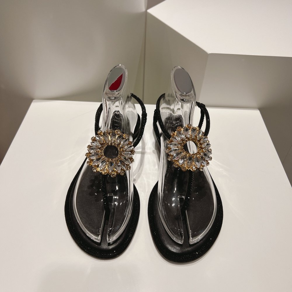 ph-11134201-820la-mqspidp53ldtf8.jpg sunflowwer-crystal Rene Caovilla flat summer sandal resort beach sandal slipper size35-42 - 图片 1