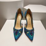 Christian Louboutin pointed heel pump slip-on embroidered heel sandal wedding shoes size35-42 10cm