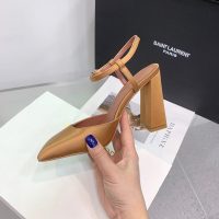 Amina muaddi women's satin heel sandal strapped heel pump slipon dinner party shoes size35-42 9.5cm - 图片 3