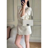 vintage Chanel medium boy bag in diamond-quilted lambskin