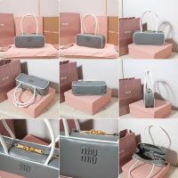 Miu miu east-west Gym bowling handbag/shoulder underarm baguette hobo in calfskin - 图片 6
