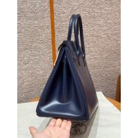 Navy Hermes birkin 30 top-handle handbag-box calfskin GHW full handmade boutique package