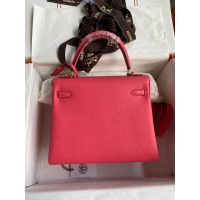 Hermes Kelly 25 handbag-Gold brownTogo calfskin GHW full handmade boutique inclusion