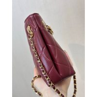 chanel burgundy mini shopping tote in diamond-quilted lambskin