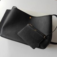 suede Celine soft shopper handbag shoulder commuter hobo tote with detatchable card holder - 图片 3