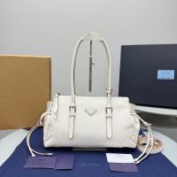 Prada Red Shoulder Tote Bag in Grained Calfskin
