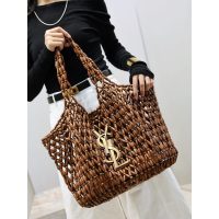 wooden-bead YSL resort beach tote/shoulder underarm hobo bag - 图片 2