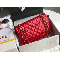 Chanel Medium shoulder double Flap Bag in red Patent Leather