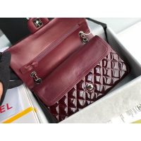 Chane Cf25 l Medium Double Flap Bag in burgundy Patent Leather