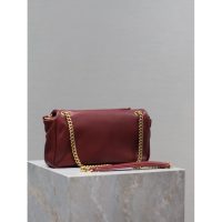Burgundy YSL CALYPSO underarm baguette messenger flap slouchy cosmetic pouch in lambskin - 图片 6